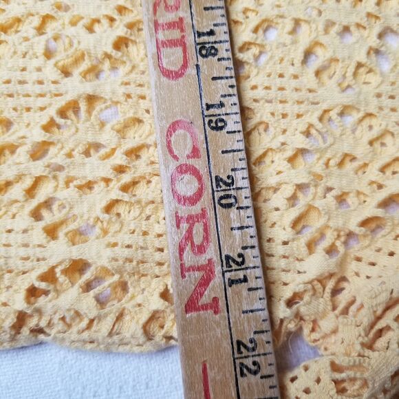 Vtg Y2K Fashion Formulas Peachy Yellow Crochet Fishnet Top Grunge Medium Punk - Picture 5 of 7